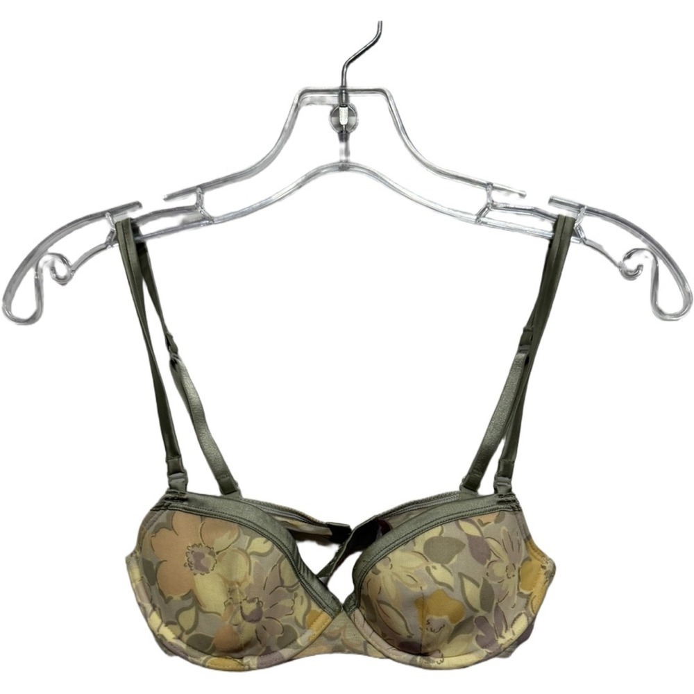 Stella McCartney Green Floral TShirt Bra Size 34B Push-up Light padding Everyday